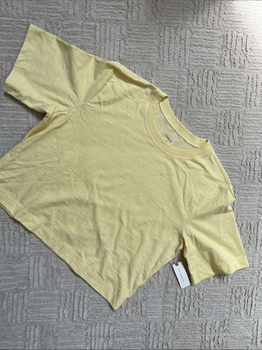 Maeve yellow Corey Crewneck boxy t-shirt, 100% cotton, Size Medium, NWT - Picture 2 of 16